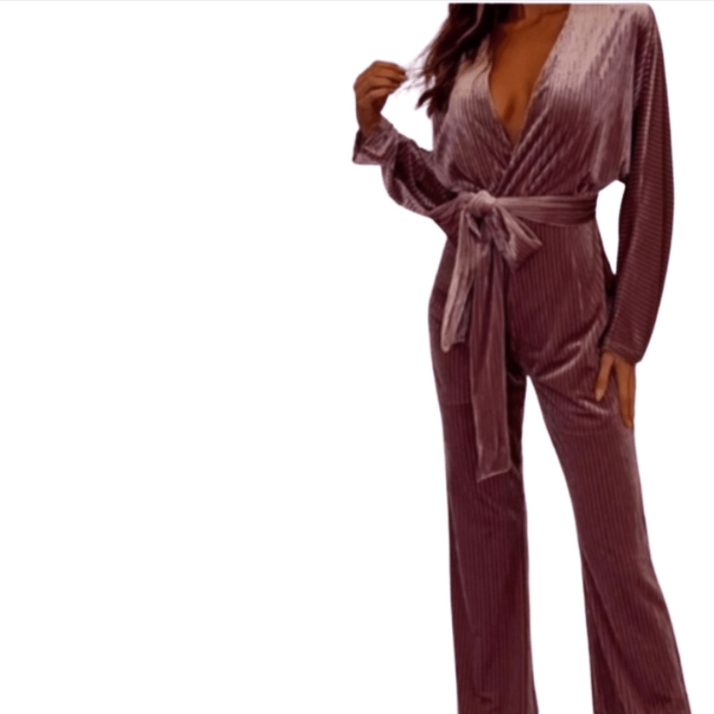 brand new | shein light purple velvet jumpsuit